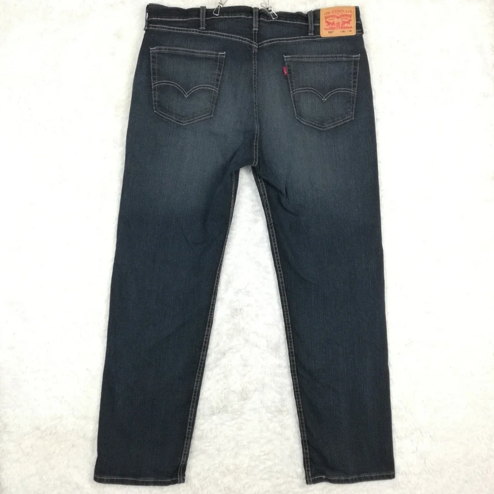 Levi's Mens Jeans 505 Regular Straight Leg Blue Denim Dark Wash Whiskering 40x32